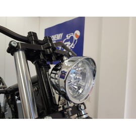 Alchemy Parts Motorcycle Headlight 5 Inch Chrome Metal for Custom-Made Retro Vintage Project Motorcycle Trike