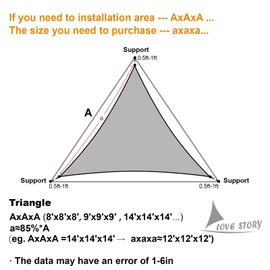 LOVE STORY 14'x 14'x 14' Triangle Sun Shade Sail SS-107 Canopy Right Triangle Sunshade Garden Patio Sun Blocking, Sand