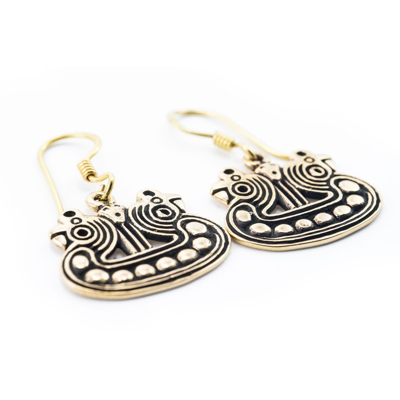 WINDALF Viking Earrings Odins Raven 1.7 cm Nordic Earrings Bronze,