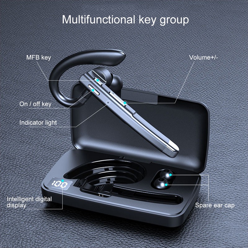 Bluetooth Earpiece Single Ear Wireless Rotatable Handsfree Headset with Battery