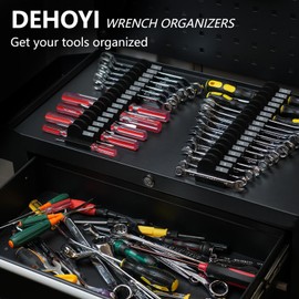 48 pcs MAGNETIC Modular Wrench Organizers for Tool Drawers - Wrench Rack with Metric&SAE Labels, Perfect Tool Storage Holder with Magnet. Gift for father, brother and boyfriend (Black with Magnets)