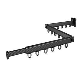 NSCMQSL Clothes Drying Rack, Wall Mounted Clothes Hanger Rack Collapsible(Tri-Fold), Space Saver Clothes Rack for Laundry Balcony Mudroom Bedroom,Black