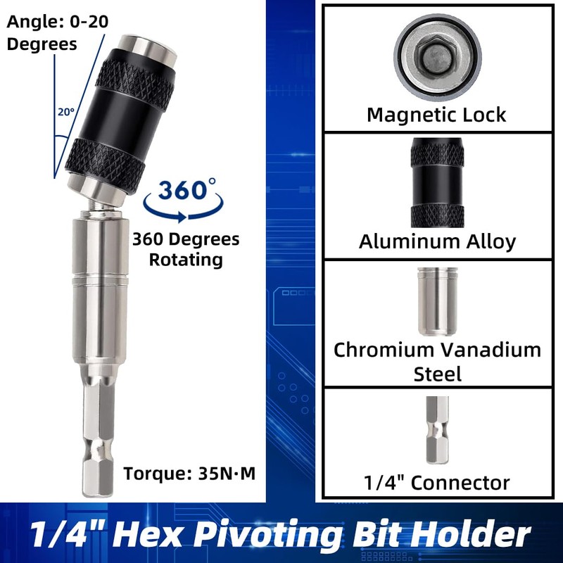 Pack of 2 Quick Change Bit Holder Magnetic Swivel Bit