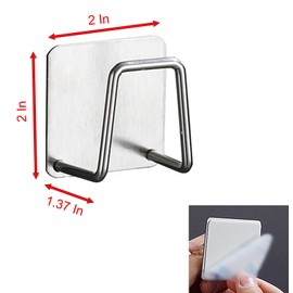 YIKANGHENG Sponge Drain Rack, 6 Pcs 2 Inch x 2 Inch Stainless Steel Self-Adhesive Hooks for Kitchen, Washbasin and Bathroom (6)