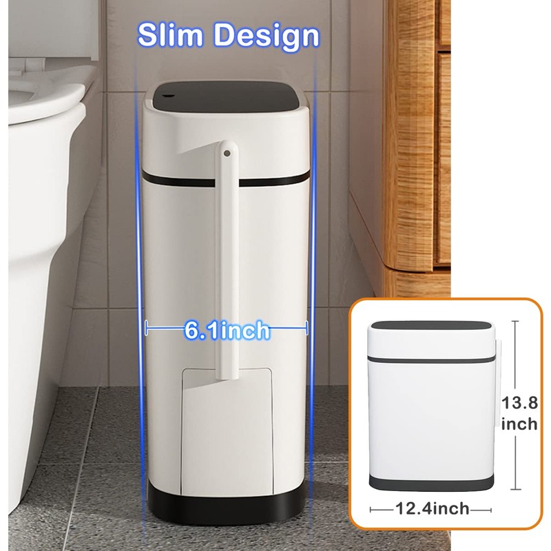 COMODID 3.7 Gallons Bathroom Trash Can and Toilet Brush Set,