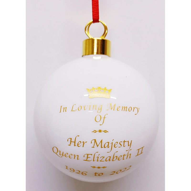 HM Queen Elizabeth II In Loving Memory Bauble 7 cm