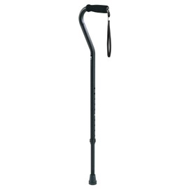Carex Offset Designer Walking Cane, Height Adjustable Cane with Wrist Strap, Latex Free Soft Cushion Handle, Supports 250lbs, Black