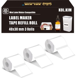 M110 Thermal Labels, 40 x 30 mm Thermal Labels for Phomemo M110 Labels M220 M200 M120 M221 Labels for Clabel 221B Labels for Phomemo M220 M100 M102 Label Maker Tape Refill 1.57''x1.18'' White 3 Rolls