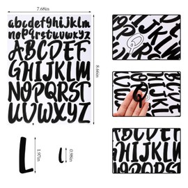12 Sheets Alphabet Stickers, Black Self Adhesive Vinyl Letter Stickers Aesthetic, Waterproof Letter Sticker for Water Bottles, Door, Car, Scrapbooking, Poster, Cup