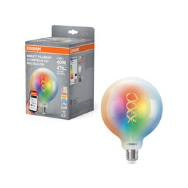 OSRAM SMART+ LED-Lampe Globe 125 Filament E27, RGBW, Matter-kompatibel, WiFi, steuerbar per App und Sprachassistenten, Multicolor, dimmbar