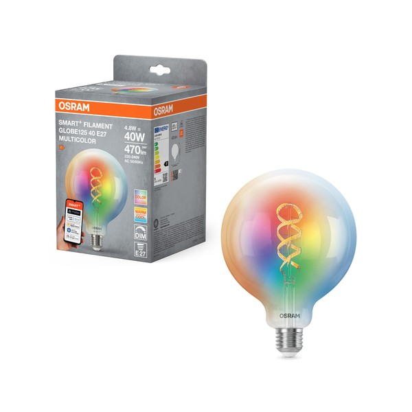 OSRAM SMART+ LED-Lampe Globe 125 Filament E27, RGBW, Matter-kompatibel, WiFi,