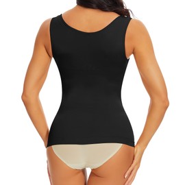 Joyshaper Shapewear Women's Undershirt Top Underbust Body Shaper Tank Tops Seamless Tummy Control Vests with Wide Straps Shaping Camisole Shirt, black