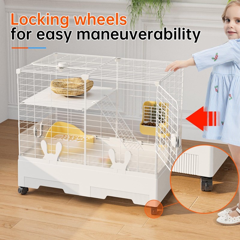 Oneluck Bunny Cage Indoor Rabbit Hutch with Pull Out Tray