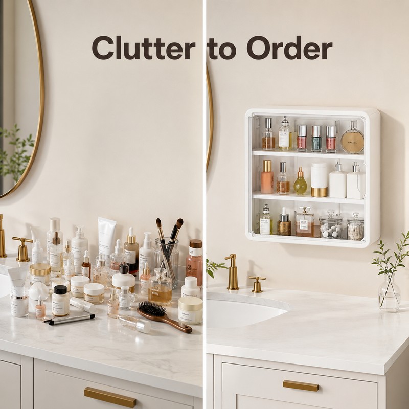 Bathroom Organizer for Cosmetics and Toiletries - Transparent Multi-Layer Display