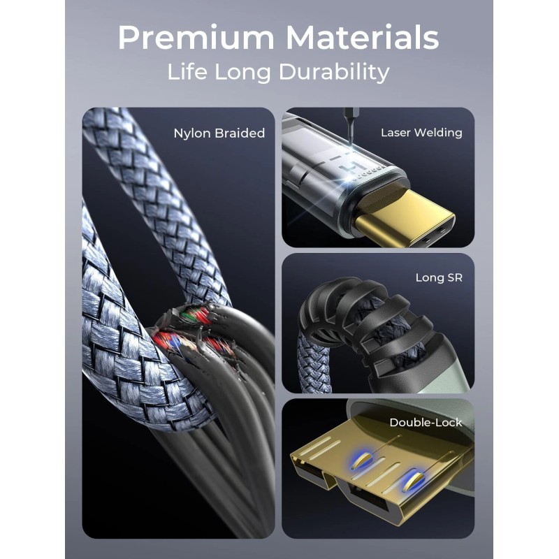 AINOPE USB C to Micro B Nylon Braided External Hard