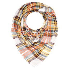 Autiga Women's XXL Knitted Winter Scarf Checked Oversize Large Scarf Checked Scarf Triangle Scarf, yellow