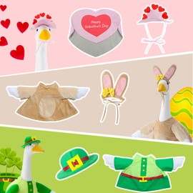 Arrowbash 3 Sets Seasonal Goose Outfits Valentine Easter St. Patrick Festivals Lawn Clothing for 23'' Goose Lawn Garden Patio Yard Porch Outdoor Decorations