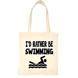 Print4U I'd Rather Be Swimming Swimmer Shopping Tote Bag Ladies Gift Natural