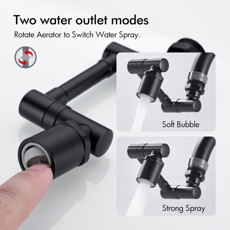 BAGNOLUX Brass 1080° Swivel Black Faucet Extender for Bathroom Sink,