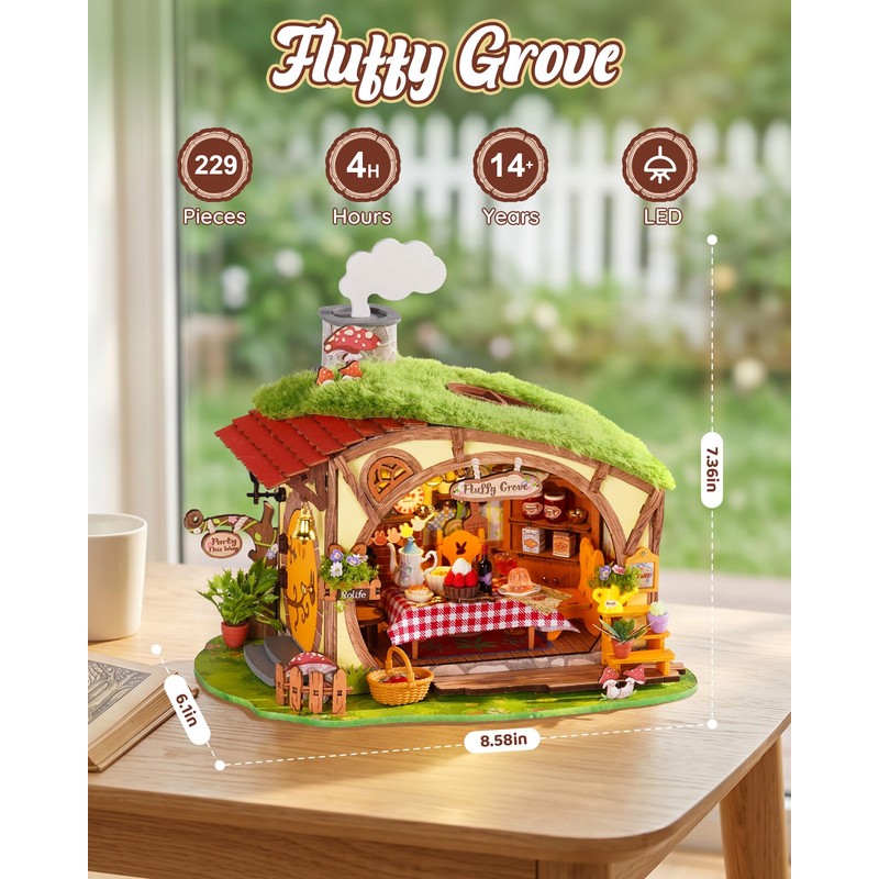 Rolife DIY Miniature Forest Fairy House Kits-Fluffy Grove Beginner-Friendly