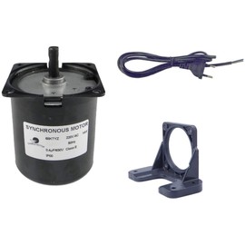 CHANCS Low Speed Permanent Magnet Reduction Motor Reversible 220V 60KTYZ 50RPM and Power Cable Switch Plug Fixed Seat