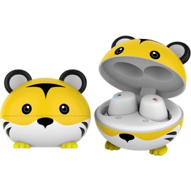 Kids Earbuds, Bluetooth 5.3 Wireless Earbuds for Kids with HiFi Stereo & Deep Bass, 30H Play Time Kids Headphones with Mic, In Ear Kids Earphones for Small Ears Canals, IPX6, Touch Control, Tigers