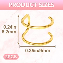 PAGOW 2 Pcs Fake Helix Ear Cuff Cartilage Earring, No Piercing 925 Silver Adjustable Minimalist Women Clip On Set Valentine's Gifts (Gold)