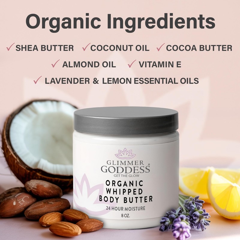 GLIMMER GODDESS Organic Whipped Body Butter Cream - with Shea