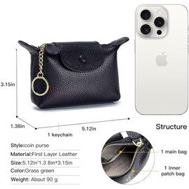 YANVIPERISK Women's Coin Purse with KeyChain, LongChamp Mini Bag with Zipper - Wristlet Wallets for Men & Women