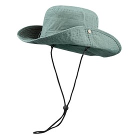 Clakllie Cotton Sun Hat Men Women Foldable Fishing Hat Wide Brim Summer Bucket Hat UV Protection Fishing Hat with Chin Strap Bucket Hat, HJY6-Mint Blue