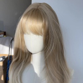 WigsA Heat Resistant Hair Mixed blonde Cosplay Wigs With Bangs Straight