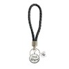 Custom Simply Blessed Silver Circle Black Leather Key Chain Gift