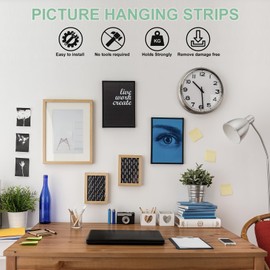 Picture Hanging Strips Heavy Duty, Removable Adhesive Poster Strips for Frame Mounting Strips Without Nails, Damage Free Hanging Poster Hangers for Classroom, Dorm, Apartment Essentials, White 84 PCS