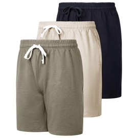 Real Essentials 3 Pack: Men's Cotton 9" French Terry Casual Lounge Sweat Shorts with Pockets (Available in Big & Tall), Set 6, 3XL