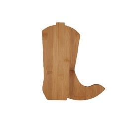Vastigo Cowboy Boot Shaped Bamboo 9” x 11.25” Serving Cutting Board – Rustic Kitchen Decor and Functional Serving Piece for Cheese, Snacks, Food, Plating, Charcuterie and More