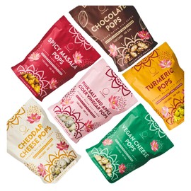 Karma Pops Variety Pack - 3g Protein, Gluten-Free, Vegan, Non-GMO - Turmeric, Chocolate, Cheddar, Masala Popped Water Lily Seeds - 1 oz (Pack of 12)