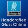 Blue Handworks Rainbow Glass Chime, Sandblasted Glass and Found Wood