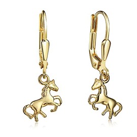 XAANA AMZ00019 Girls' Earrings Horse 333 Yellow Gold, Yellow Gold, No Gemstone