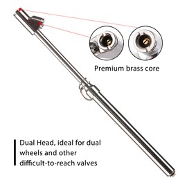 CZC AUTO Tire Pressure Gauge, Straight-on Foot Dual Head Chucks Auto Service Gage, Heavy Duty Air Gauge 10-150PSI 100-1000KPa for Car Truck RV Van (2 Packs, Silver)