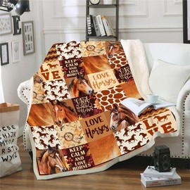 peakman Horse Blanket,Horse Gifts for Girls Women,Gifts for Horse Lovers Women,Horse Gifts for Horse Lovers,Horse Themed Gifts,Warm Soft Cozy Plush Horse Throw Blanket for Bed Couch 50"x 60"