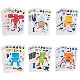 Robot 36 Make-a-Face Stickers for Kids, Forest & Twelfth DIY Sticker Sheets, 6 Unique Robot Sticker Designs, Creative Art Crafts Mix & Match Sticker Sheets, Party Favors and Reward Stickers for Kids