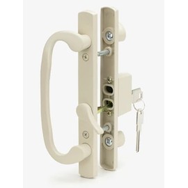 8.5" Legacy Sliding Patio Glass Door Offset Latch Almond Handle Set with Keys - Sash Controls 2265 Keyed Lock - Mortise Type, Fits 3-15/16" Screw Hole Spacing and 1-1/4" to 2-1/4" Door Thickness