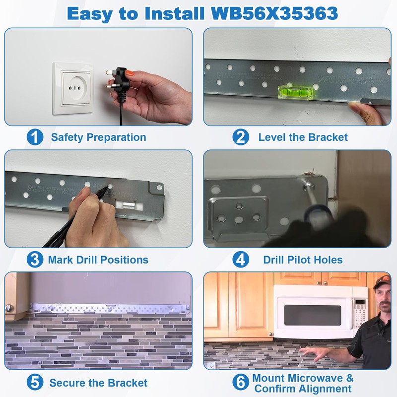 BigHead WB56X35363 Microwave Mounting Plate/Bracket Assembly Replacement for GE Microwave