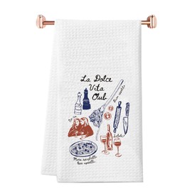 WCGXKO Italy Gift La Dolce Vita Club Dish Towel Italian Kitchen Towel Italy Lover Travel Gift Italy Summer Trip (La Dolce Towel CA)