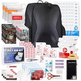 Earthquake Kit - 72 HRS Essential Emergency Survival Kit, Heavy Duty 72 Hour Bug Out Bag Survival Kit for Earthquake, Hurricane, Tsunami - Include Emergency First Aid Kit, Water, Food (Black 4P)
