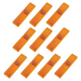 FajerminArt 10 Pack Orange Self Adhesive All Plastic 3.3'' Rectangle Reflectors (85x22x7mm) for Mailbox, Motobikes, Trailers, Trucks, Boats, Suv's, RV's