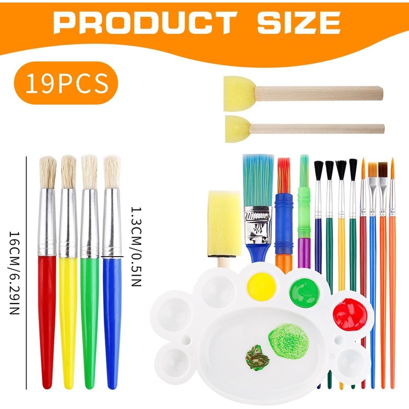 26-Piece Colorful Kids Paint Brush Set with Palette for Creative