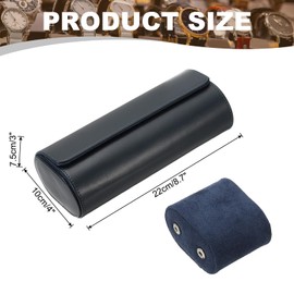 uxcell 3 Slots Leather Watch Travel Case Watch Roll Storage Box with Removable Pillow Jewelry Gift Organizer for Christmas Anniversary Birthday, Blue