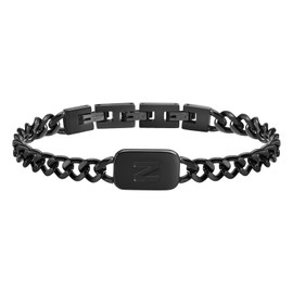 VNOX Black Initial Bracelet for Men - Mens Stainless Steel Cuban Link Chain Bracelet, Letter Custom n Initial Bracelets for Men,Birthday Christmas Gifts for Young Men Boyfriend