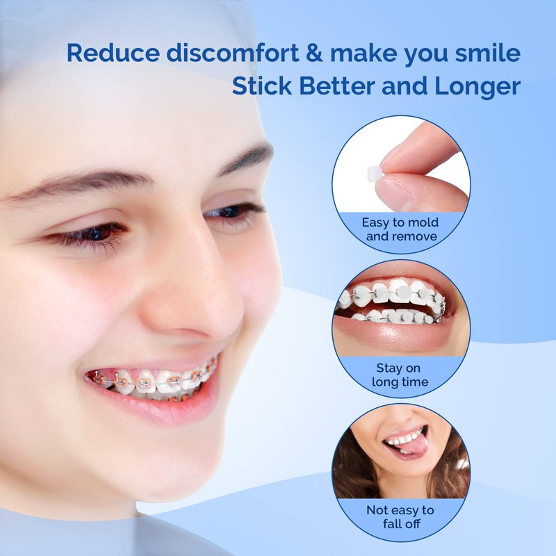 JMU Orthodontic Wax for Braces 1 Pack, Precut 50 Braces